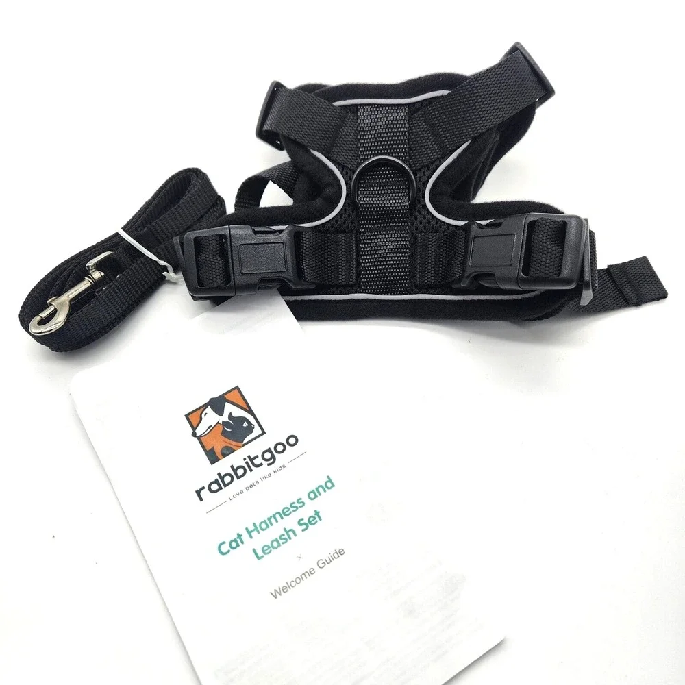 rabbitgoo Cat Harness Leash Breathable Reflective Strip Jacket Extra Small Black
